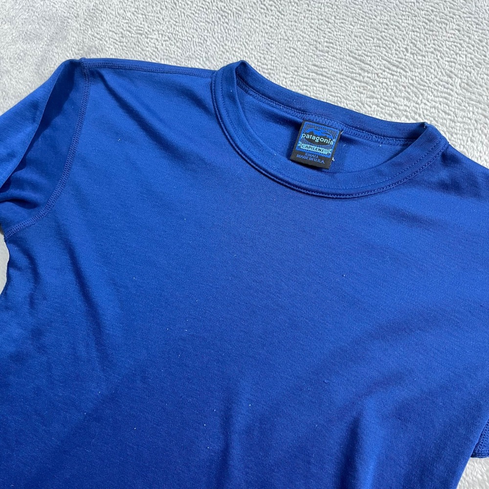Patagonia Capilene Mens‎ S Blue Long Sleeve Base Layer Shirt Crew Neck USA Made